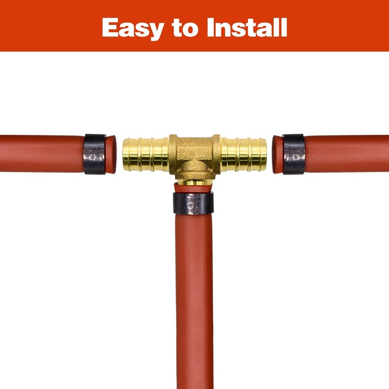 Ruby Q 25 Pack 1/2" PEX Fittings, PEX Tee Fittings, Brass PEX Fittings for PEX Tubing Pipe - Image 4